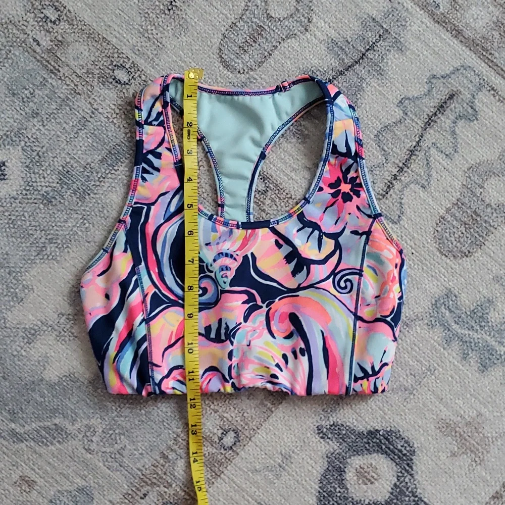 Lilly Pulitzer Luxletic Sports Bra Pink Blue Shell SzXXS.